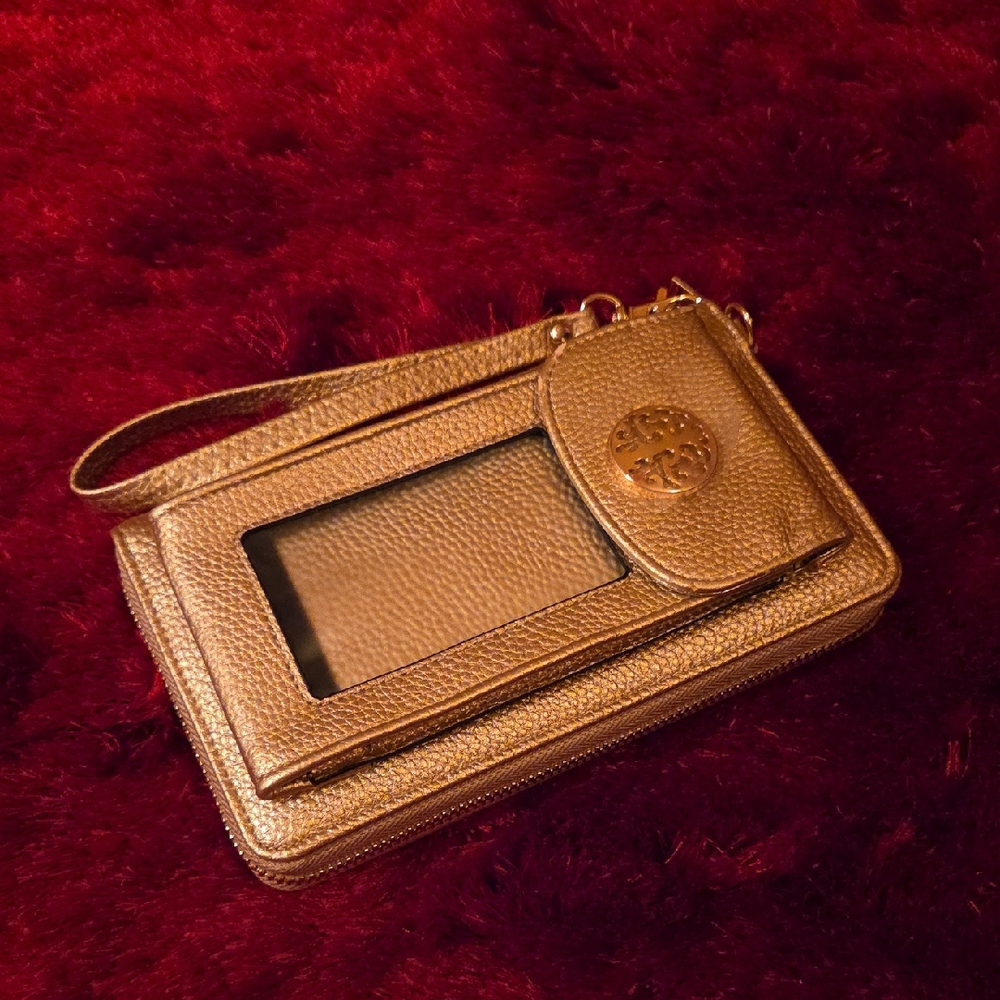 Gold Crossbody Wristlet Wallet